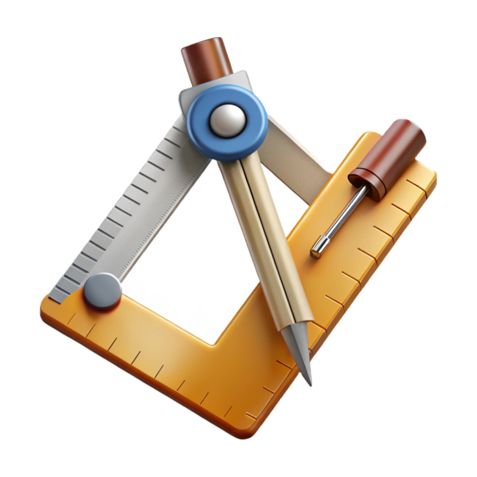 stunning minimalist Engineering Tools Ruler and Compass Isolated Element professional png