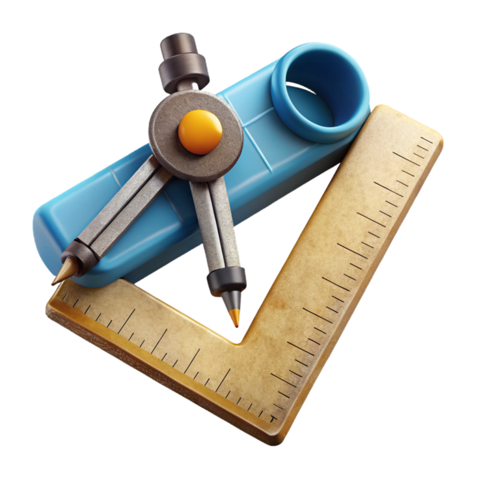 beautiful creative Engineering Tools Ruler and Compass Isolated Element high quality png