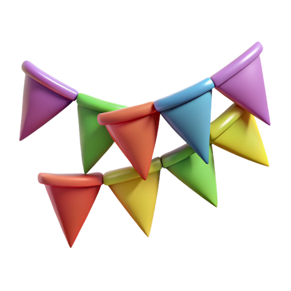 vibrant classic Festive Bunting Triangular Flags Bright Colors Isolated original png