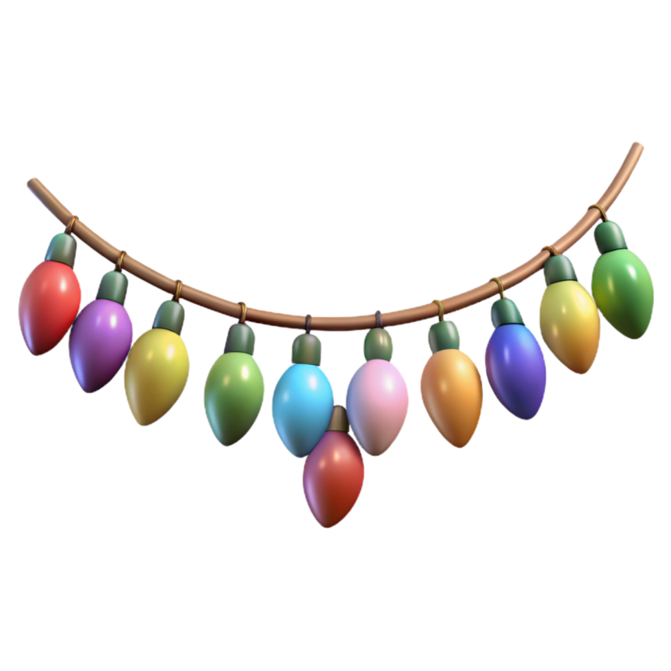 elegant abstract Festive Garland Colorful String Lights Transparent authentic png
