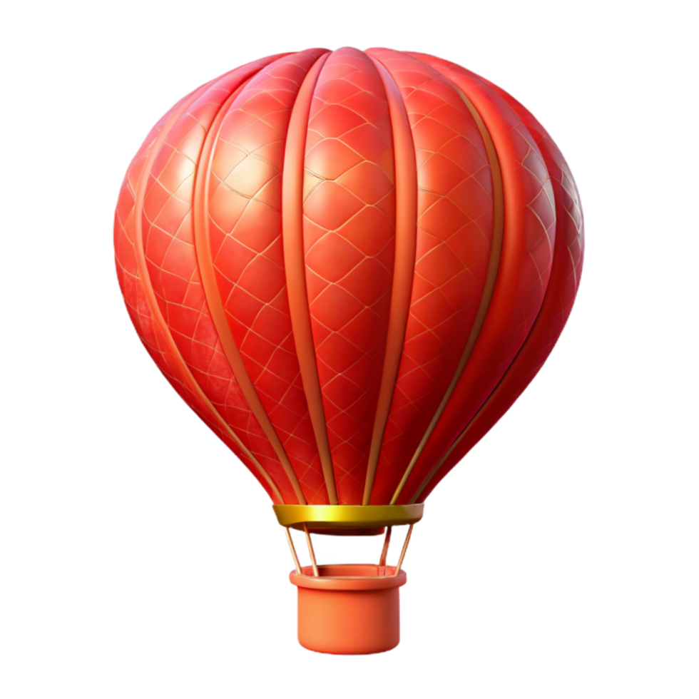 vibrant vintage Fiery Red Hot Air Balloon Isolated on Transparent Background detailed png
