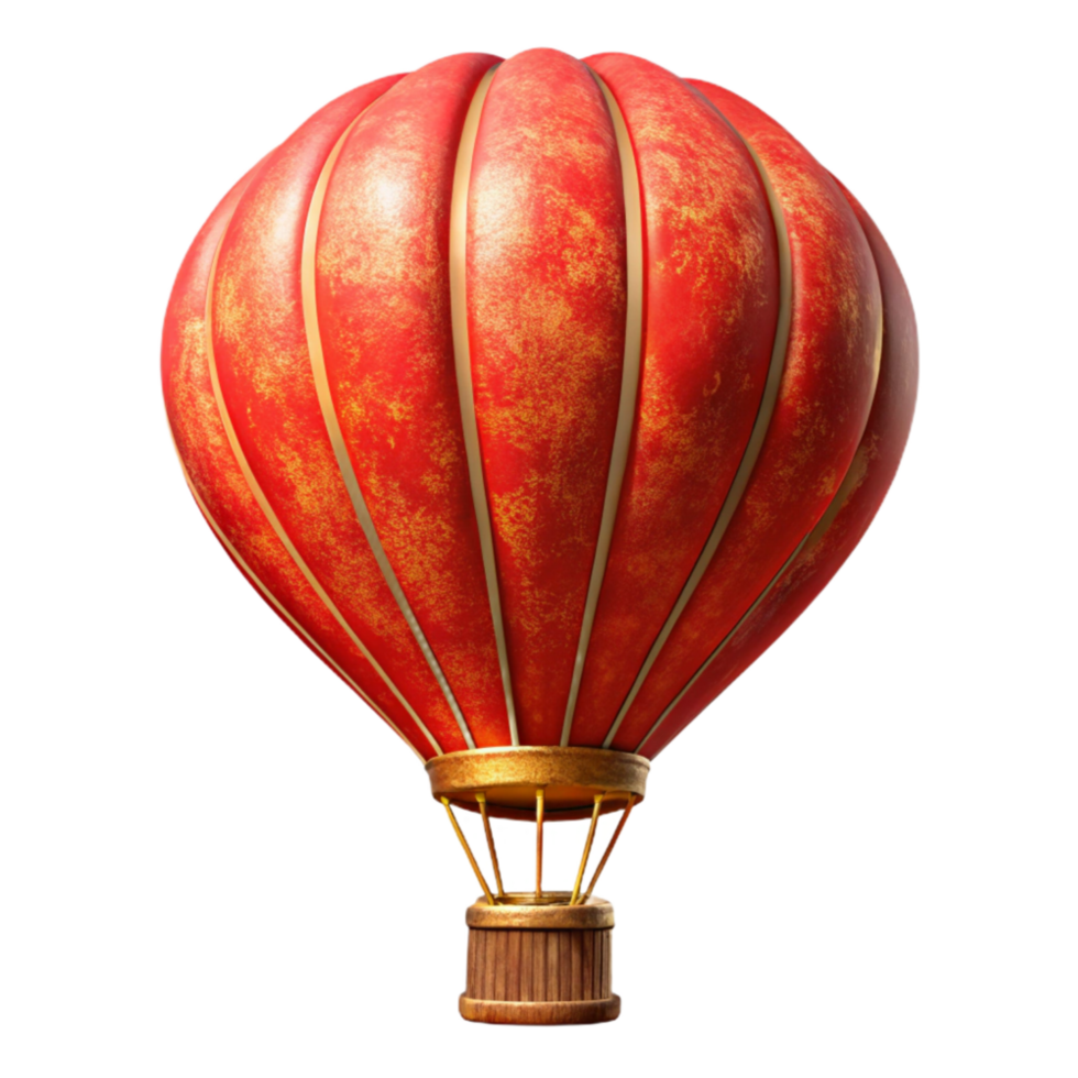 vibrant artistic Fiery Red Hot Air Balloon Isolated on Transparent Background detailed png