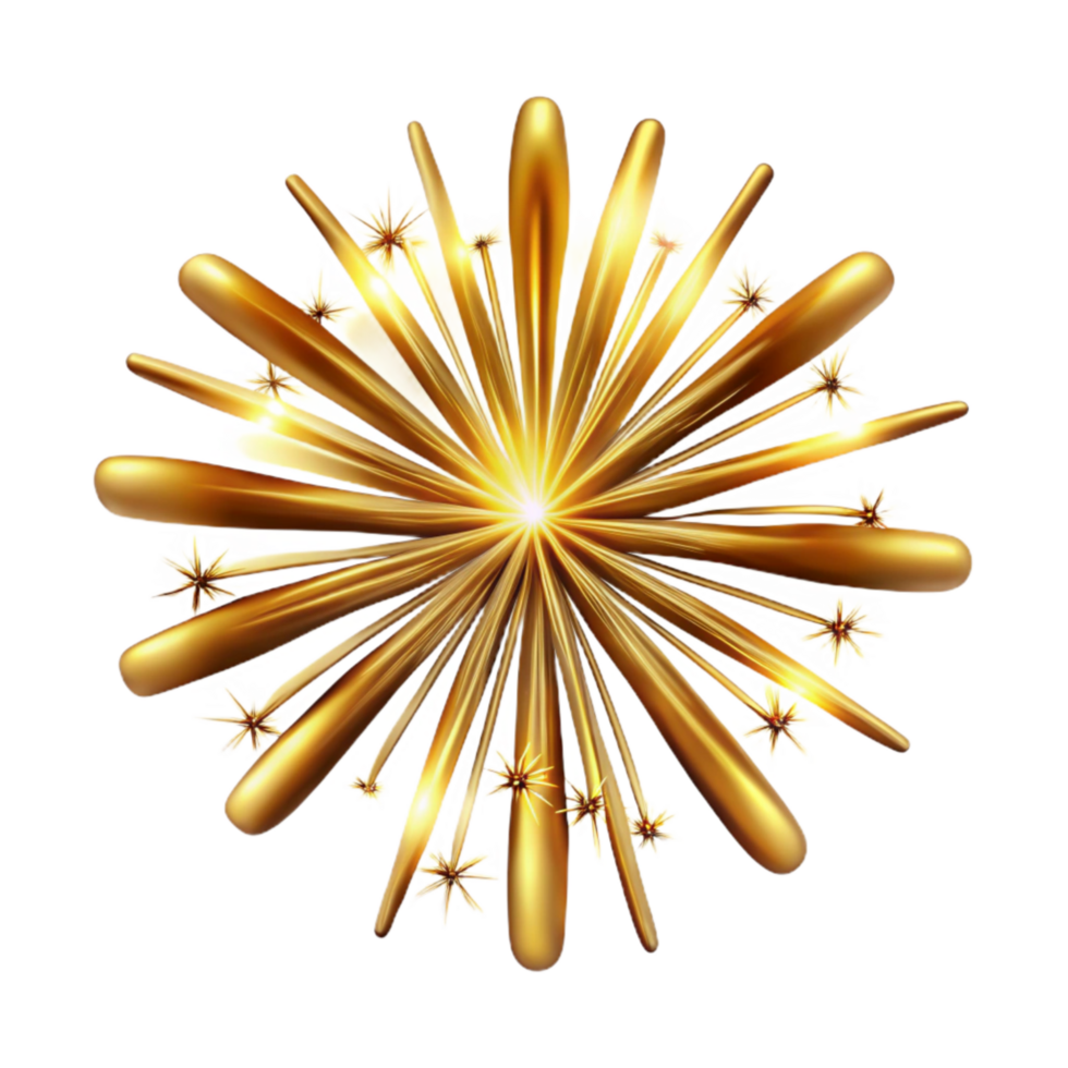 elegant classic Fireworks Display Sparkling Gold Burst Transparent Background 4K png