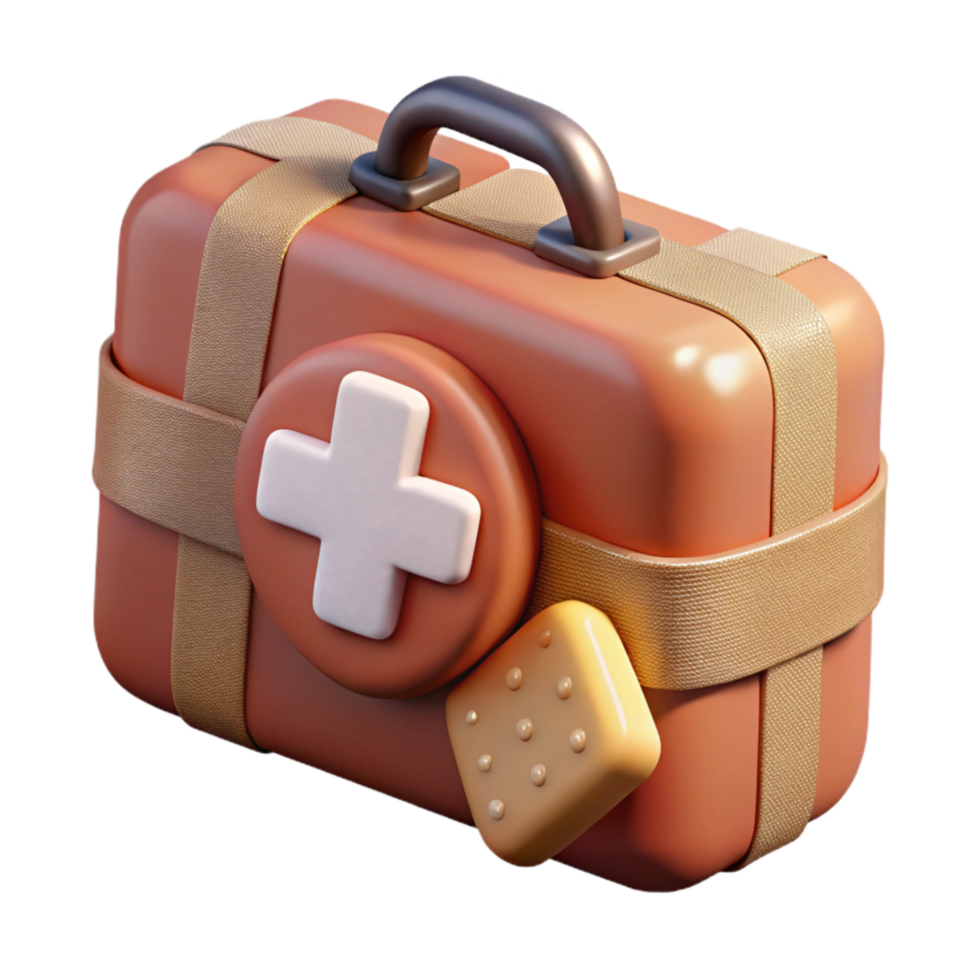 beautiful rustic First Aid Kit with Bandages and Antiseptic Wipes Transparent Background premium png