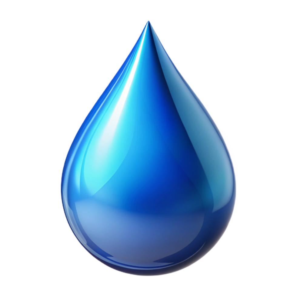 stunning traditional Floating Blue Water Drop Isolated with Reflective Surface premium png