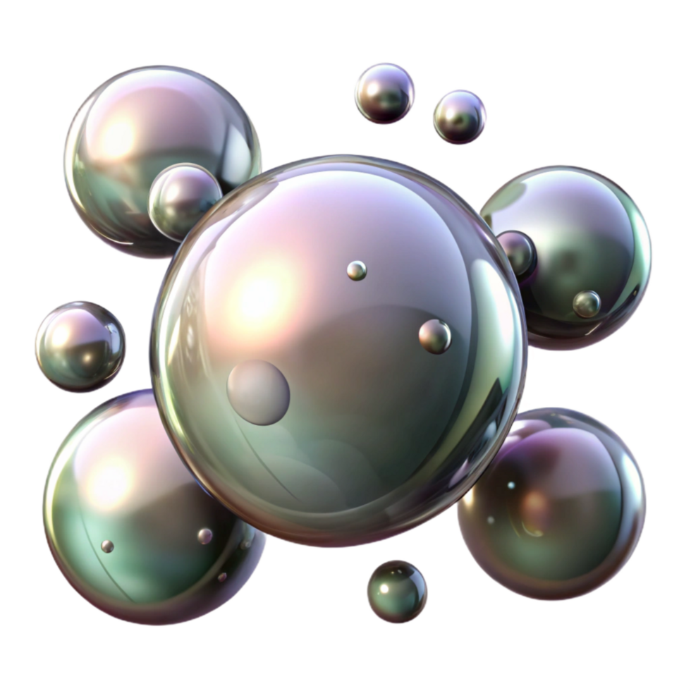 beautiful traditional Floating Bubbles with Reflective Surface Isolated authentic png