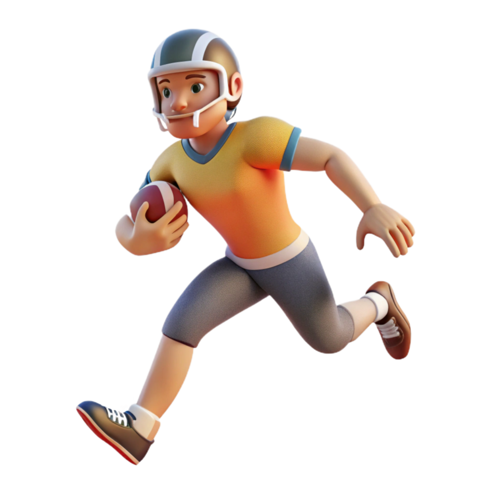 elegant artistic Football Player Running Side View Transparent Background detailed png