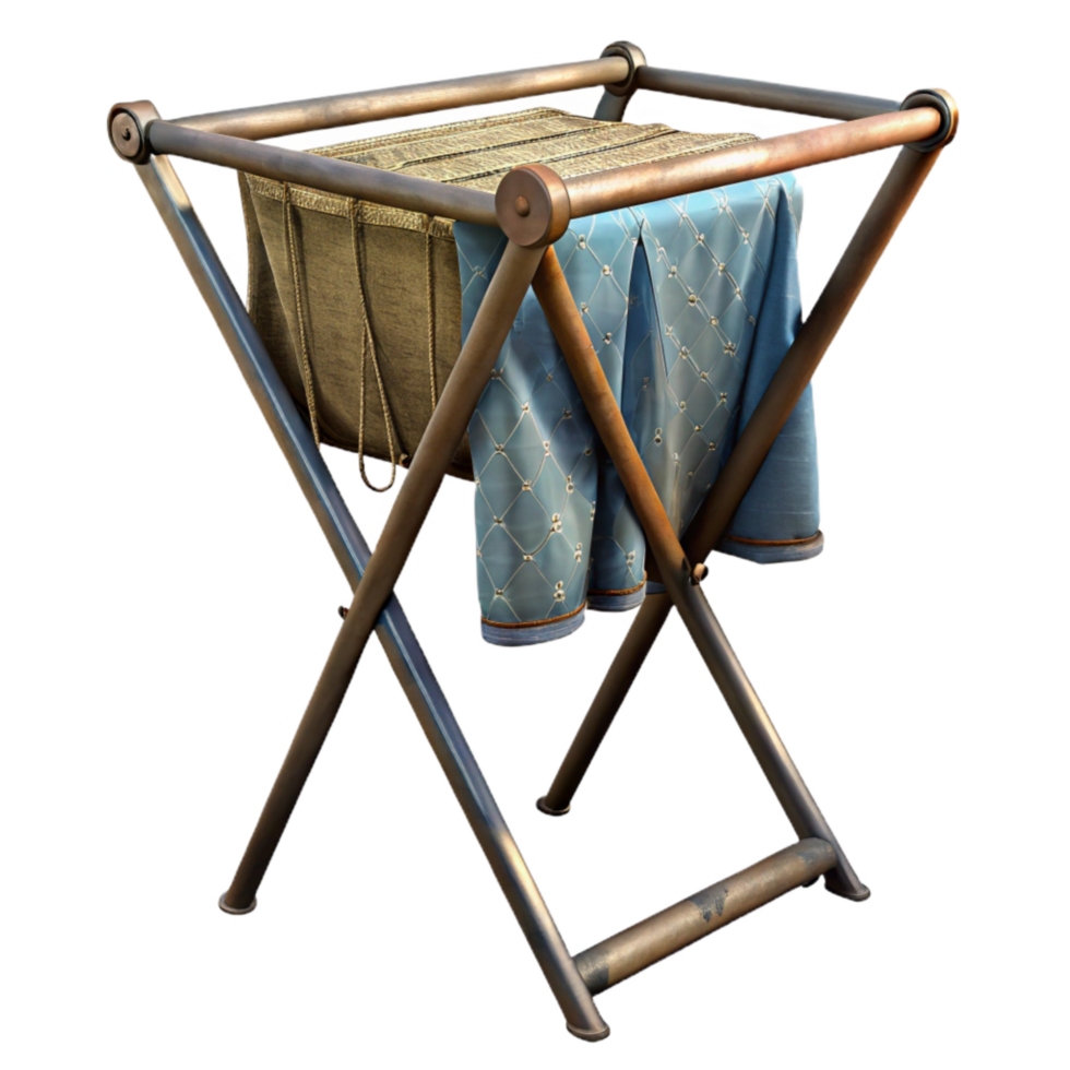 impressive modern Folding Clothes Rack with Metal Frame Transparent Background high quality png
