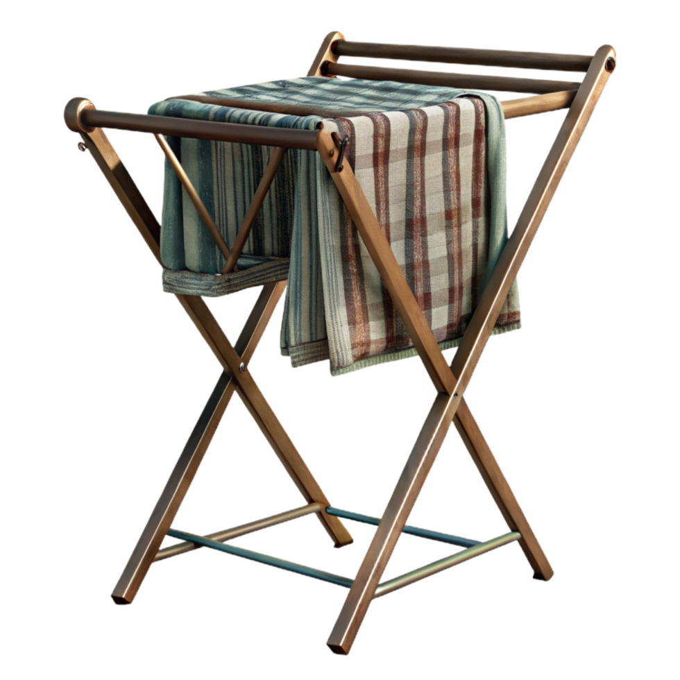 wonderful classic Folding Clothes Rack with Metal Frame Transparent Background authentic png