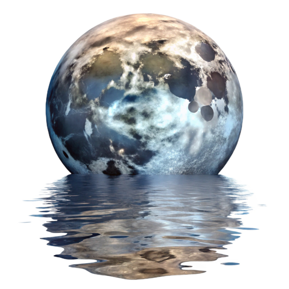 magnificent artistic Full Moon Reflection on Water Transparent Background authentic png