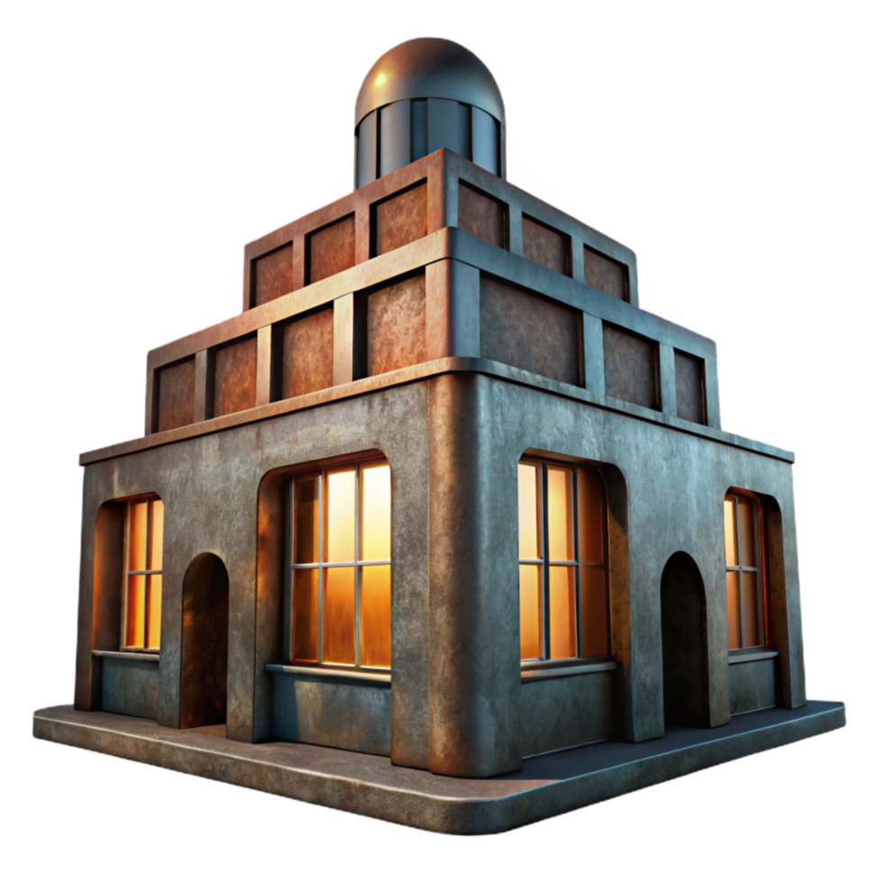 stunning rustic Futuristic Building Silhouette Transparent Background high resolution png