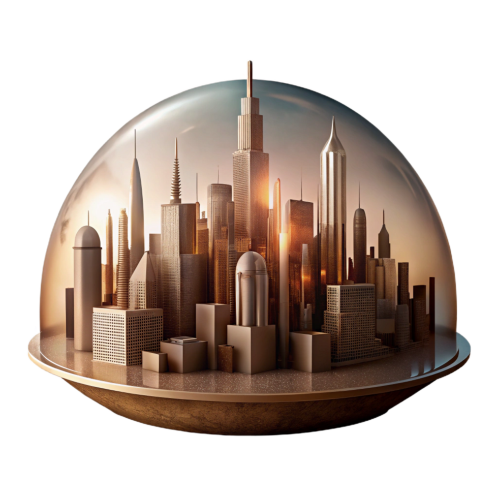 elegant contemporary Futuristic Cityscape Silhouette Transparent Element detailed png