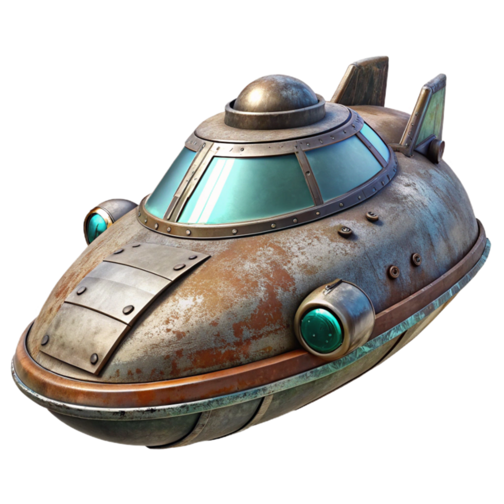 dramatic artistic Futuristic Spaceship Side View Transparent Background 4K png