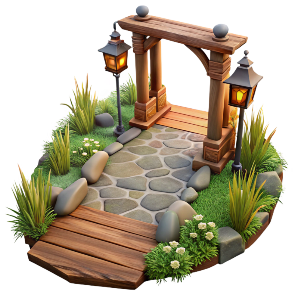 magnificent rustic Garden Path Isolated on Transparent Background premium png