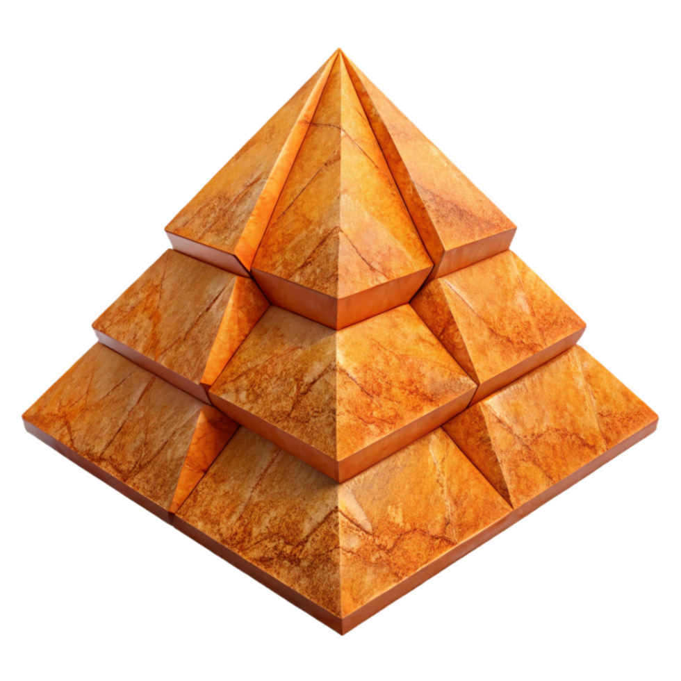 elegant modern Geometric Orange Pyramid Isolated with Triangular Faces premium png