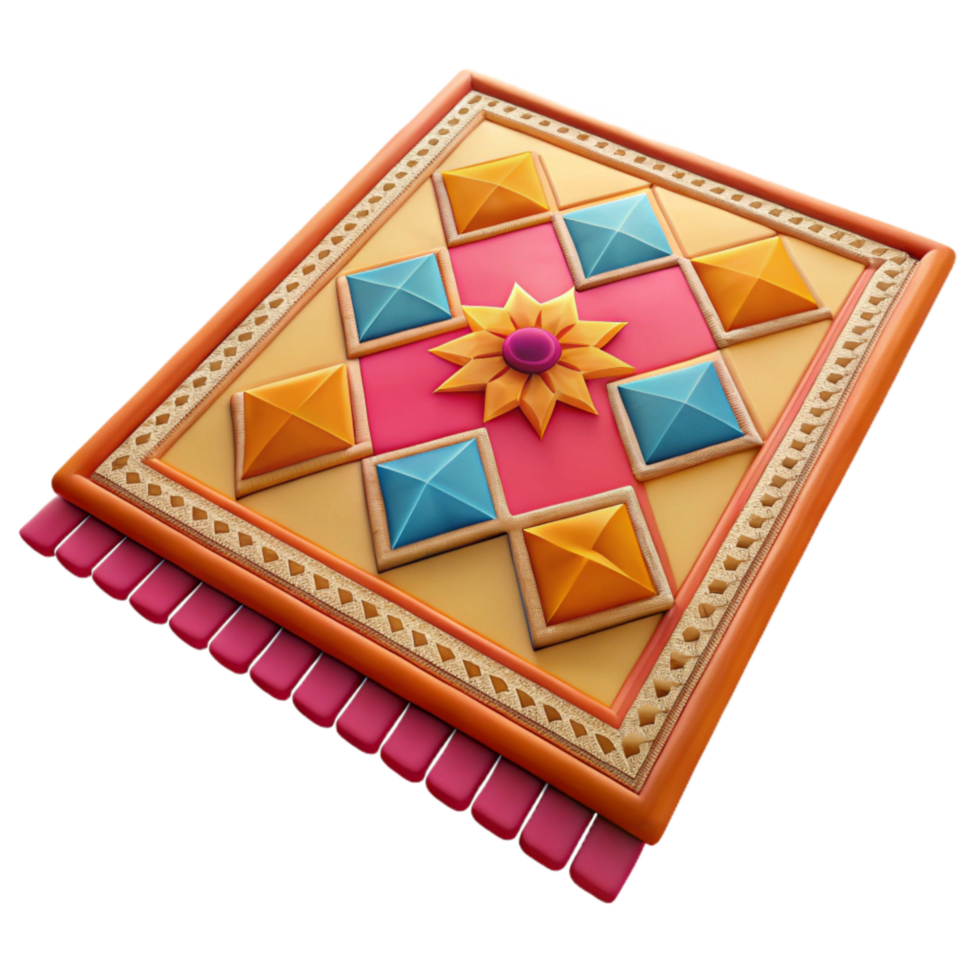 wonderful modern Geometric Pattern Rug Bright Colors Cutout 4K png