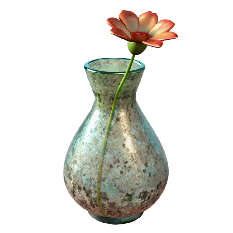 stunning creative Glass Vase with Single Flower Transparent Background exclusive png