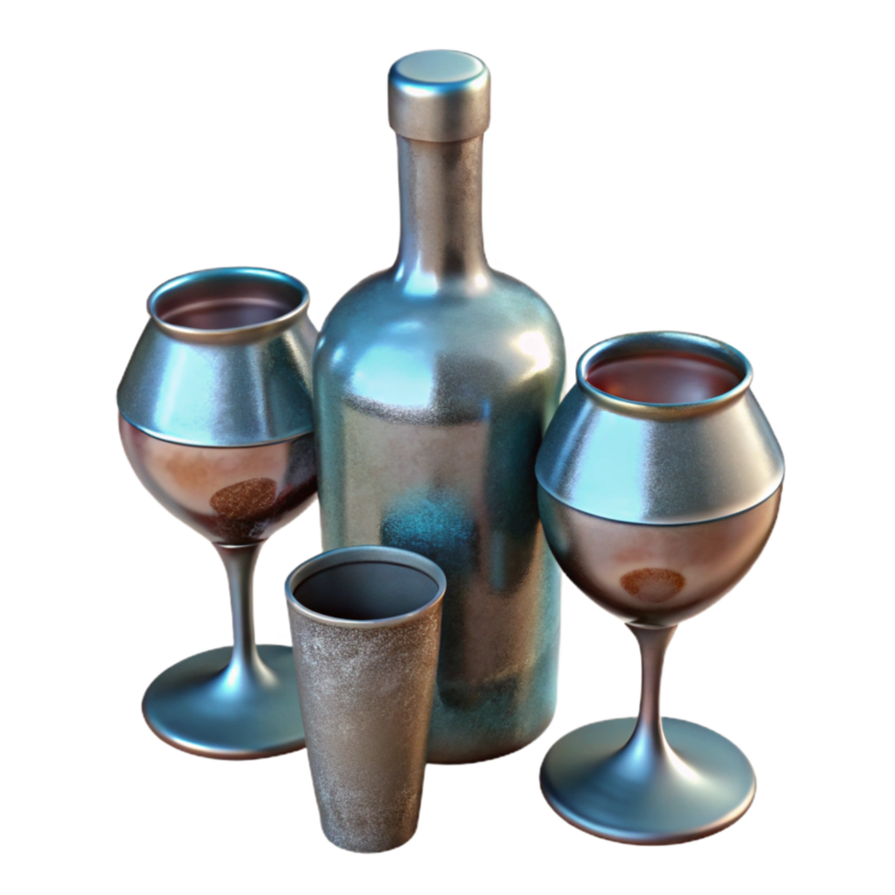 wonderful contemporary Glass Wine Bottle and Glasses Transparent Background original png