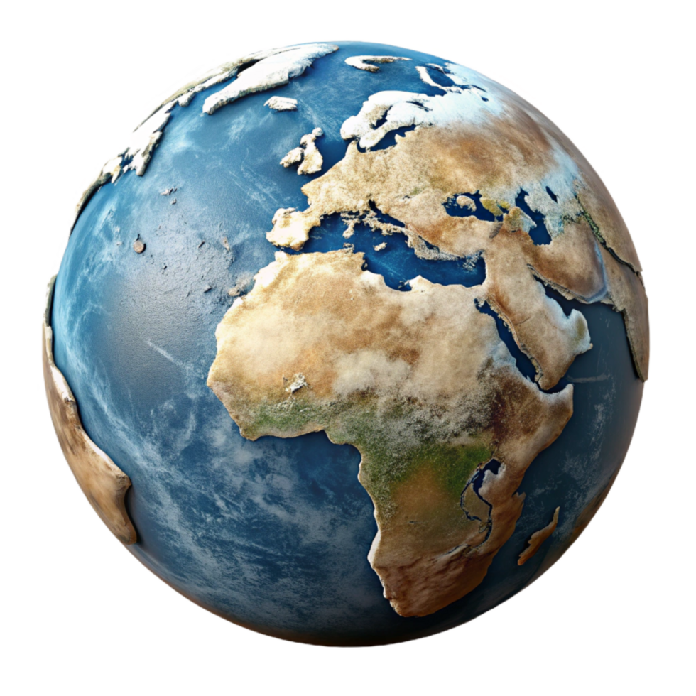 stunning creative Globe with Detailed Continents Isolated on White Background exclusive png