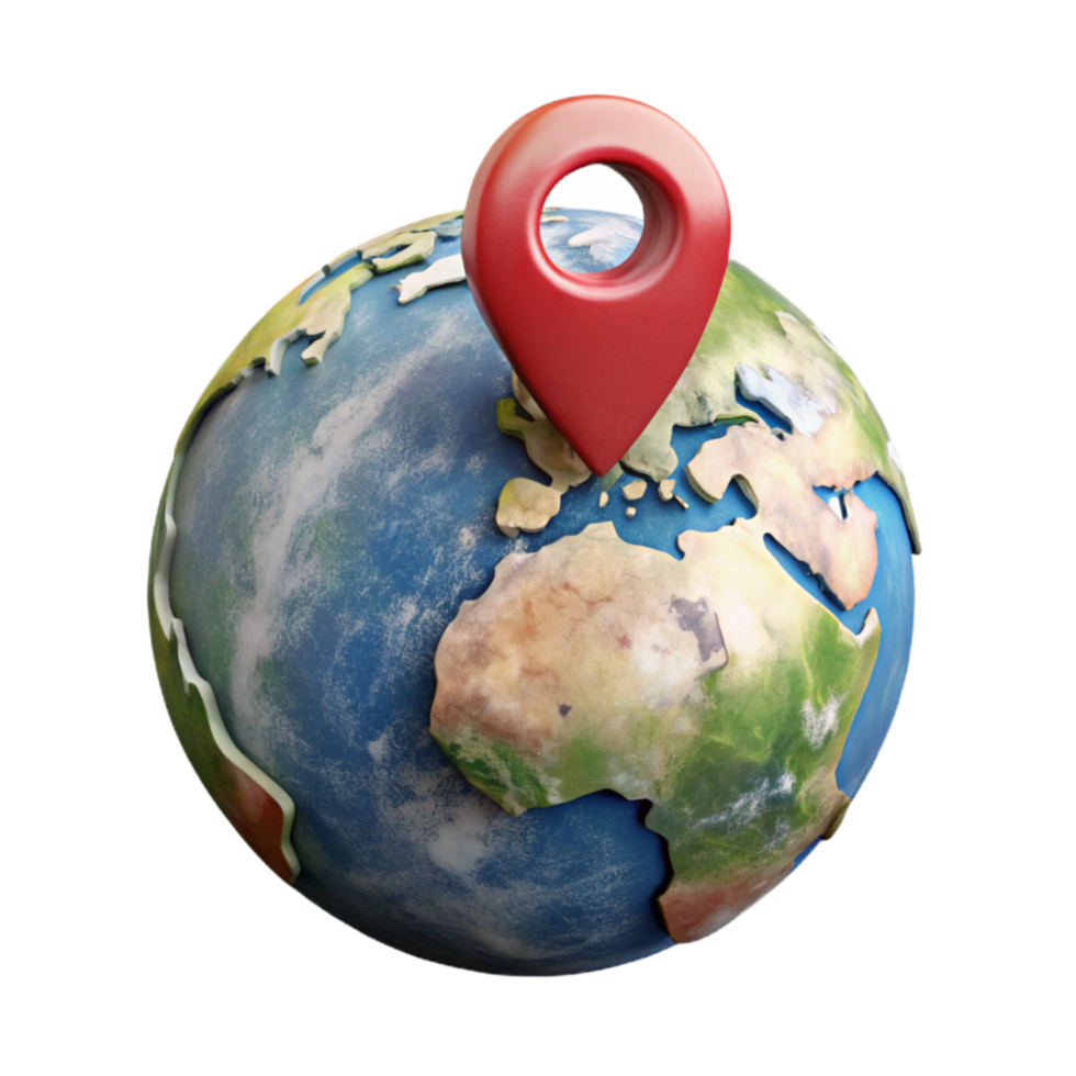 beautiful minimalist Globe with Location Pin Transparent Background high quality png