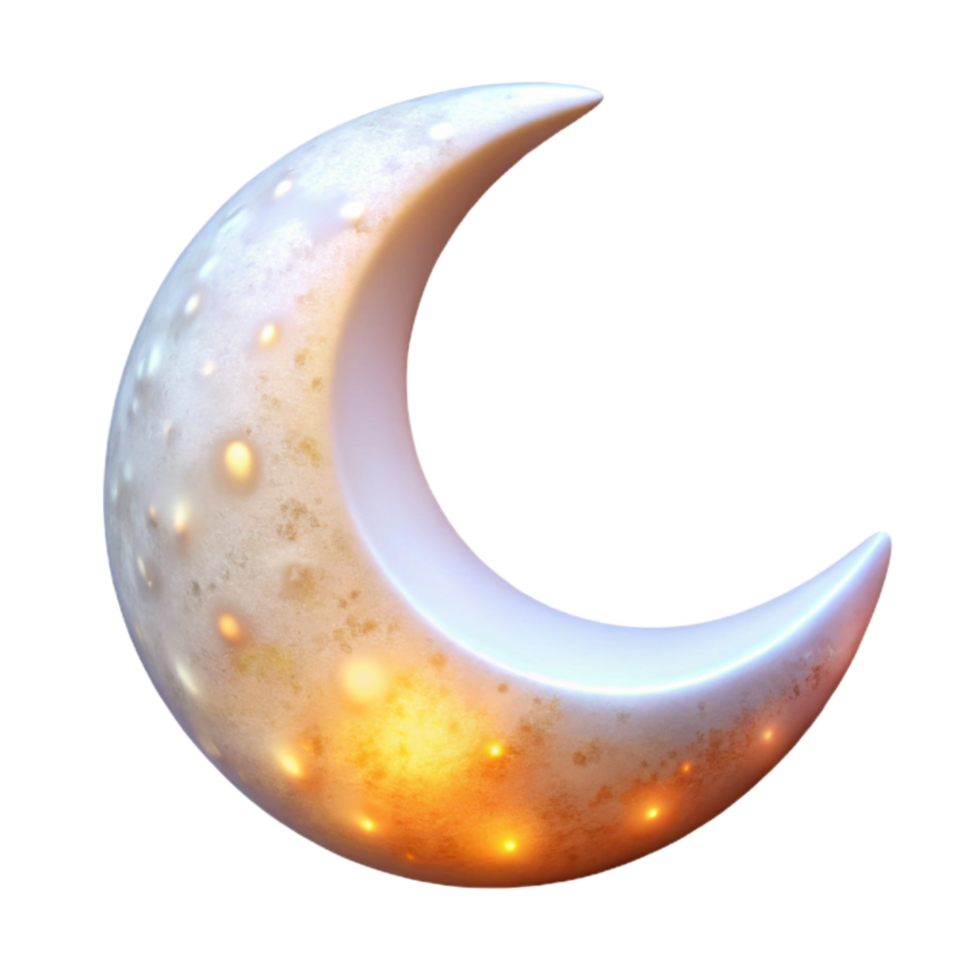 impressive traditional Glowing White Crescent Moon Isolated with Celestial Glow high resolution png