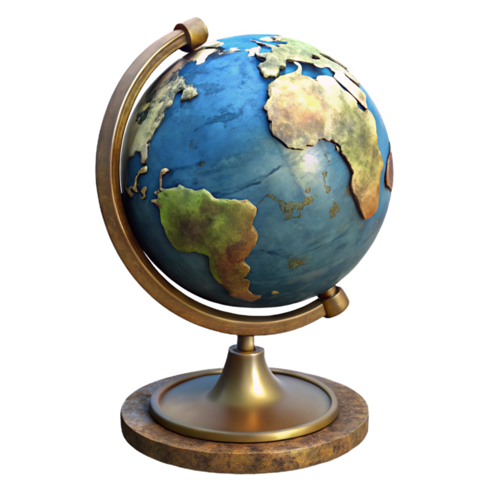 dramatic vintage Globe with Stand Side View Transparent Element high resolution png