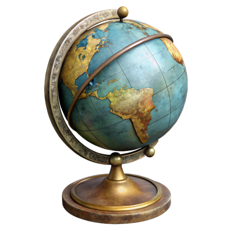 impressive vintage Globe with Stand Side View Transparent Element genuine png