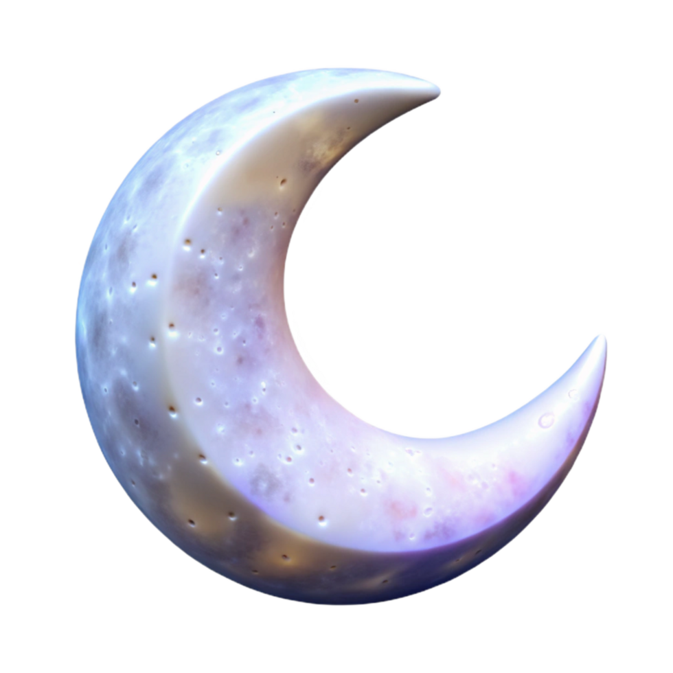 elegant artistic Glowing White Crescent Moon Isolated with Celestial Glow high quality png