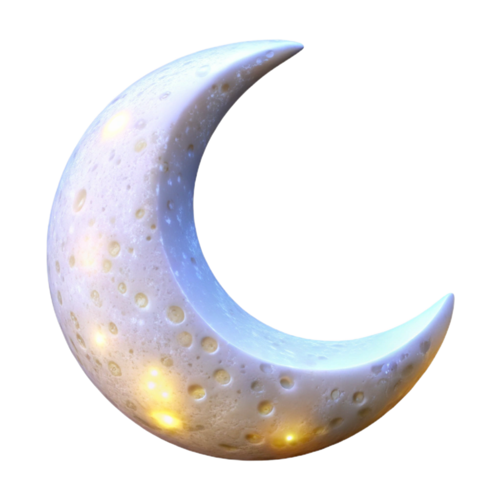 extraordinary classic Glowing White Crescent Moon Isolated with Celestial Glow detailed png