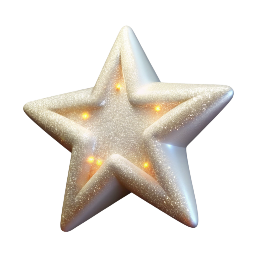 wonderful vintage Glowing White Star Cutout with Sparkling Effect 4K png