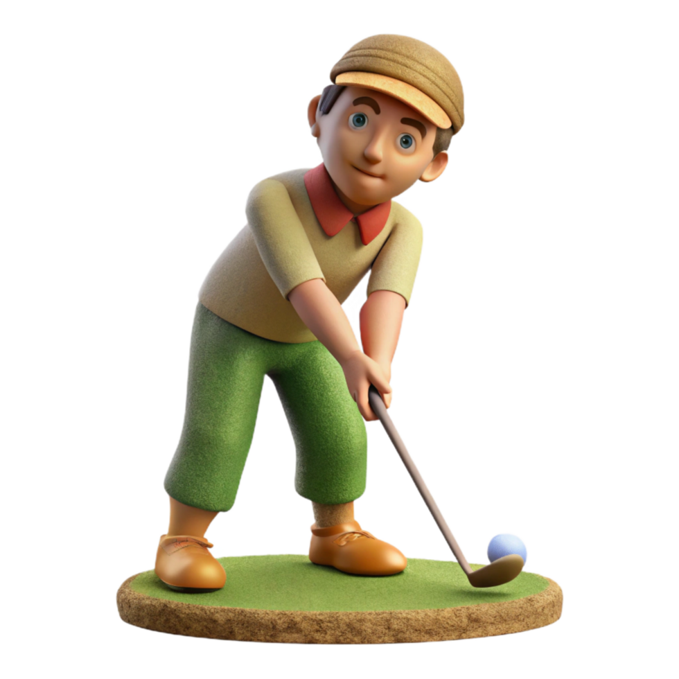 wonderful creative Golfer Putting Green Side Angle Isolated premium png