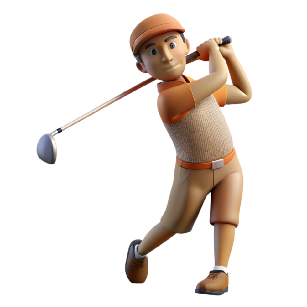 impressive minimalist Golfer Teeing Off Side View Transparent Background original png