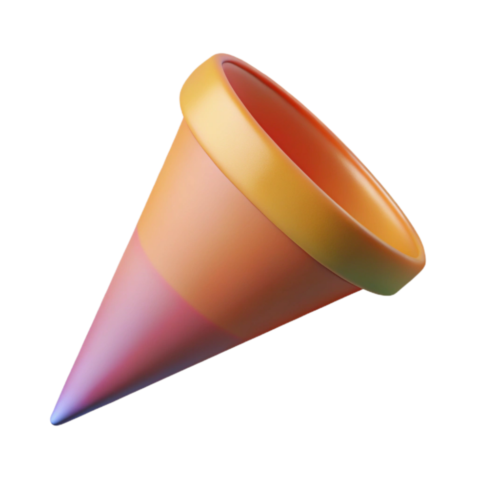 vibrant contemporary Gradient Mesh Cone with Pointed Tip Cutout authentic png