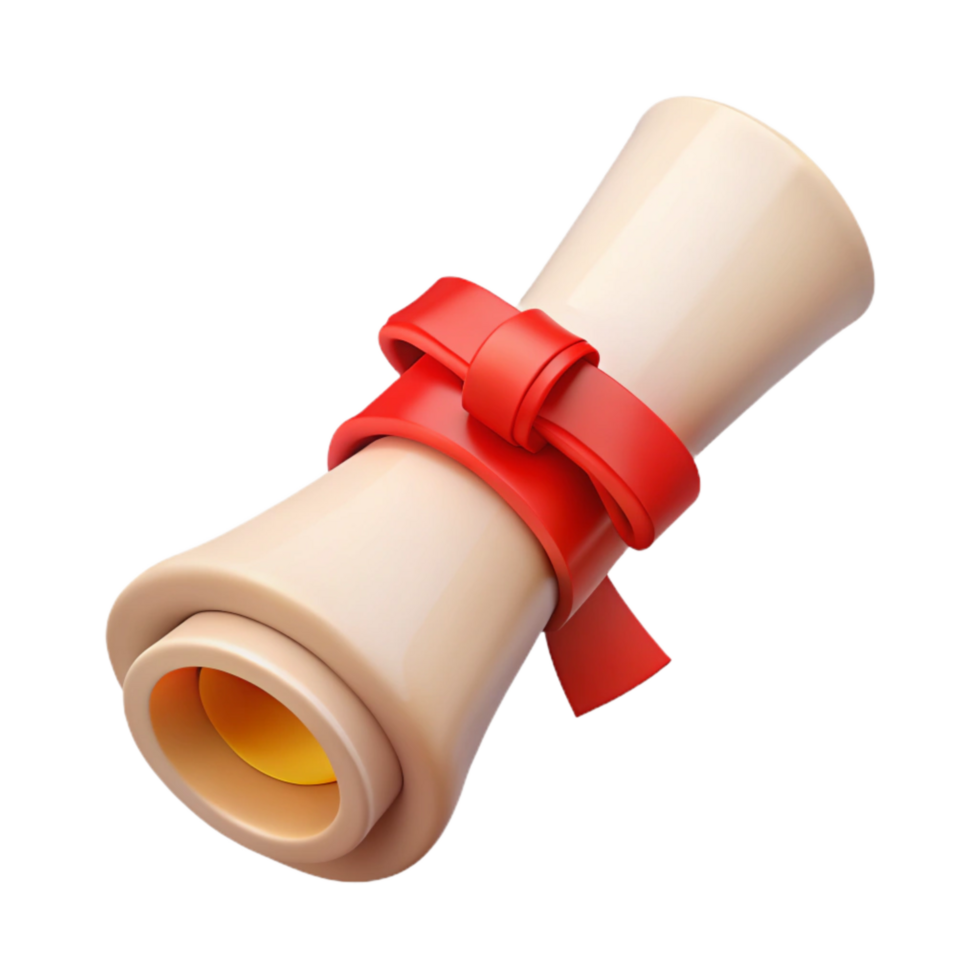 elegant traditional Graduation Scroll with Red Ribbon Isolated on Transparent Background exclusive png