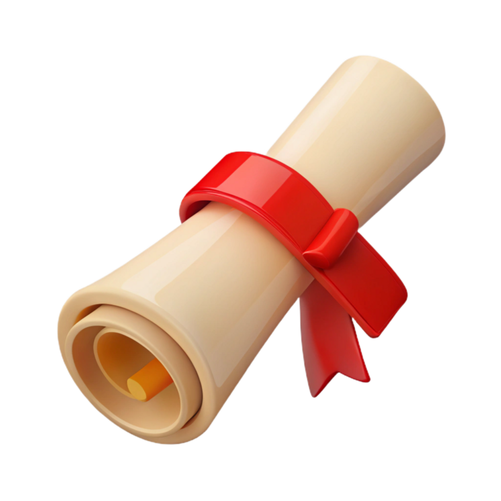 vibrant contemporary Graduation Scroll with Red Ribbon Isolated on Transparent Background 4K png