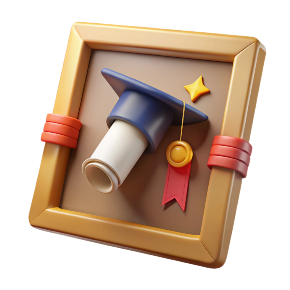 impressive abstract Graduation Certificate in Frame Isolated on Transparent Background detailed png