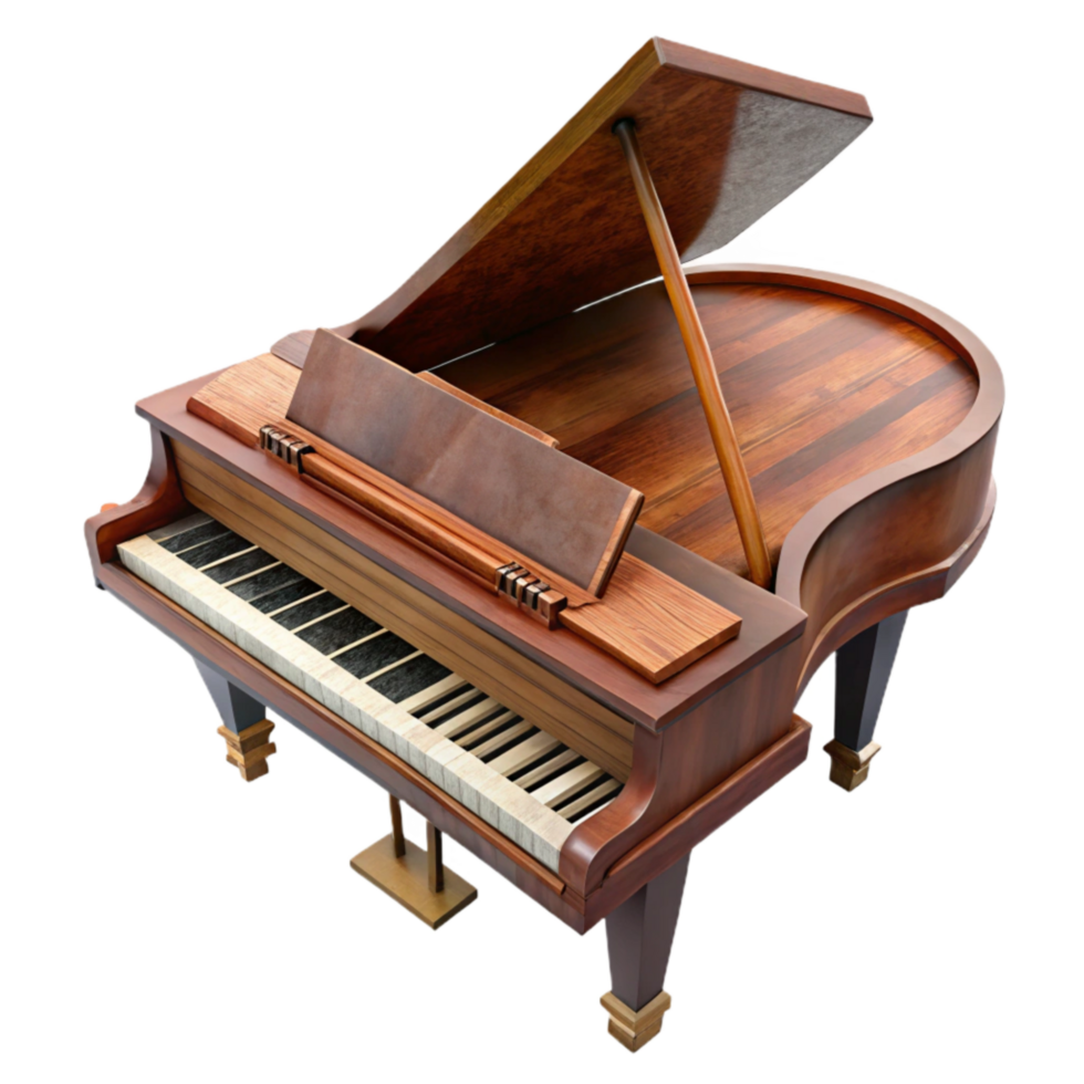 extraordinary creative Grand Piano with Open Lid Top View Cutout premium png