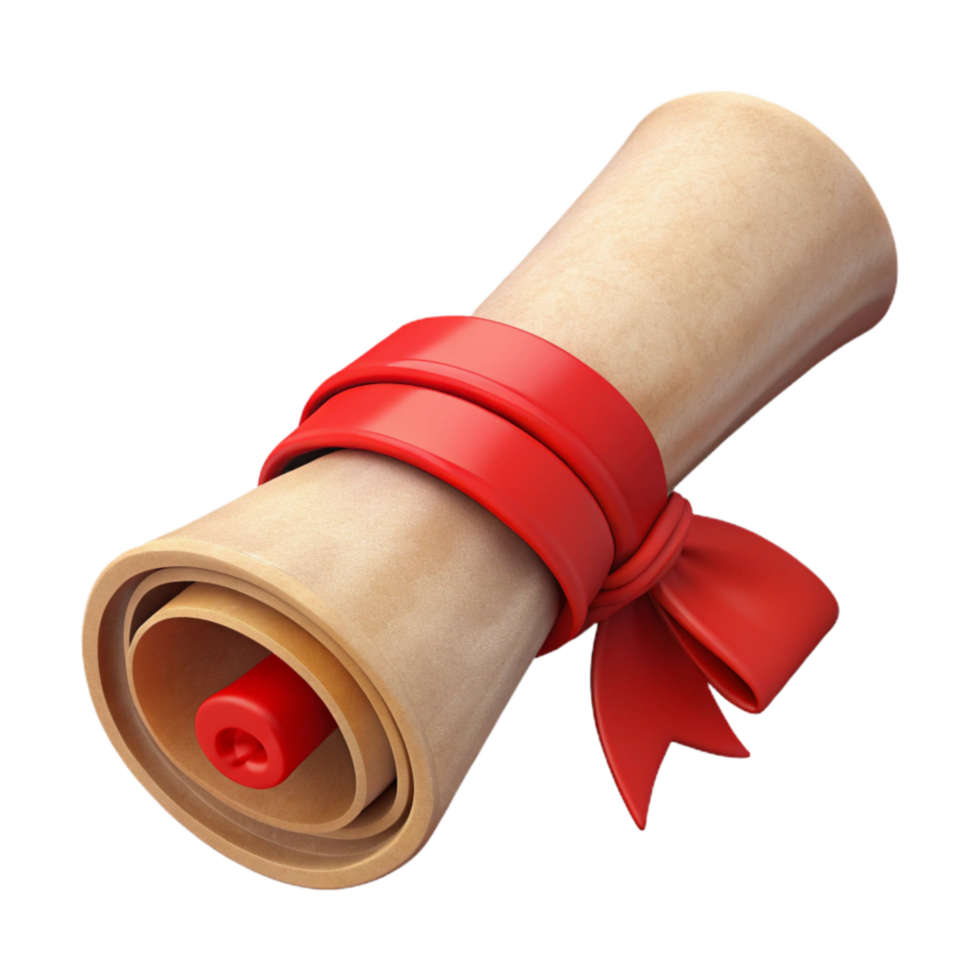 vibrant vintage Graduation Scroll with Red Ribbon Cutout exclusive png