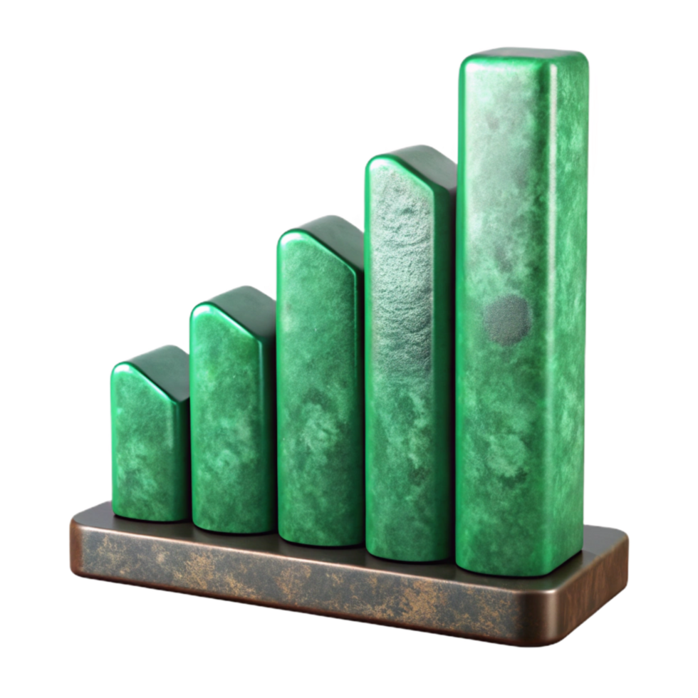 extraordinary minimalist Green Bar Graph Upward Trend Isolated Element 4K png