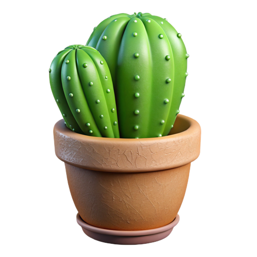 vibrant abstract Green Cactus in Terracotta Pot Isolated Element exclusive png