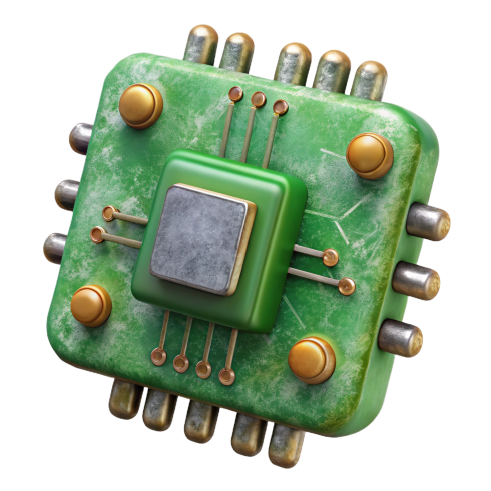 dramatic modern Green Circuit Board with Visible Components Isolated high quality png