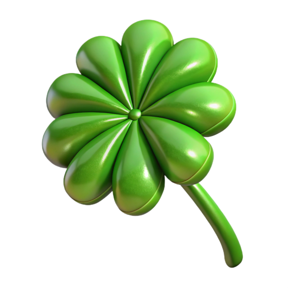 impressive contemporary Green Four Leaf Clover Isolated Transparent Background detailed png