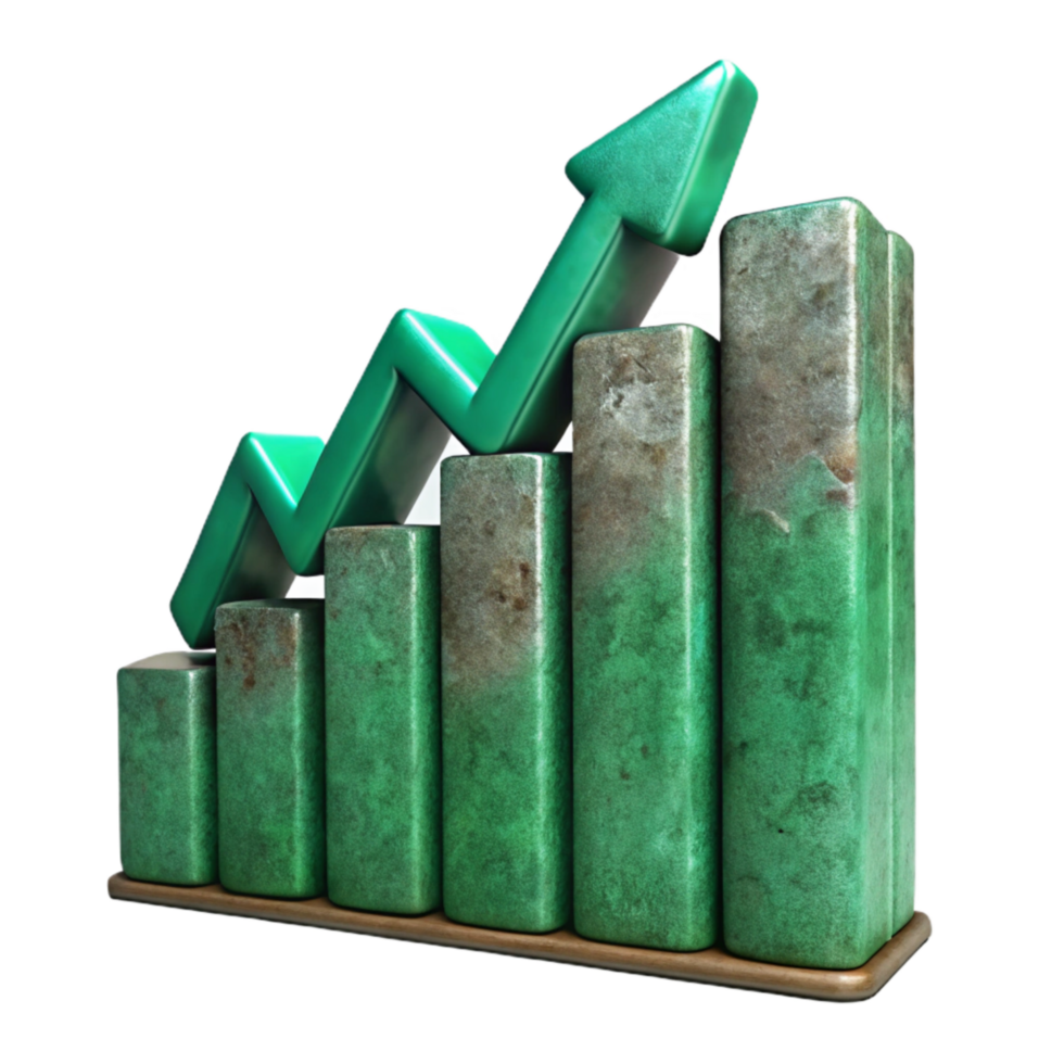 serene traditional Green Graph Chart Upward Trend Isolated professional png