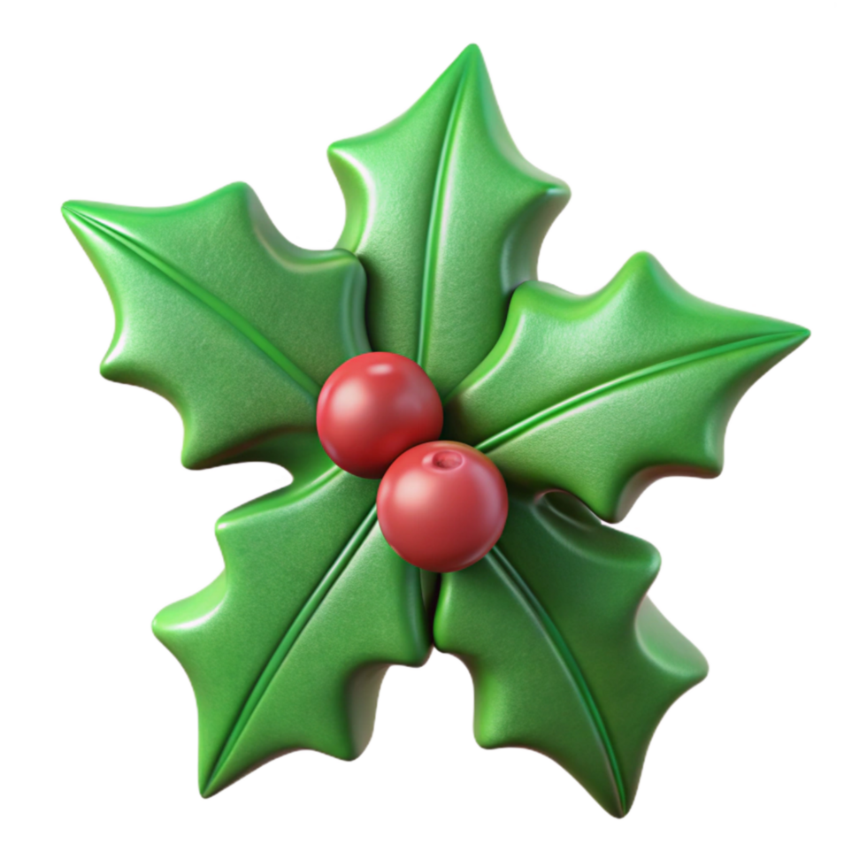wonderful traditional Green Holly Leaf Cutout with Realistic Texture Transparent Background exclusive png