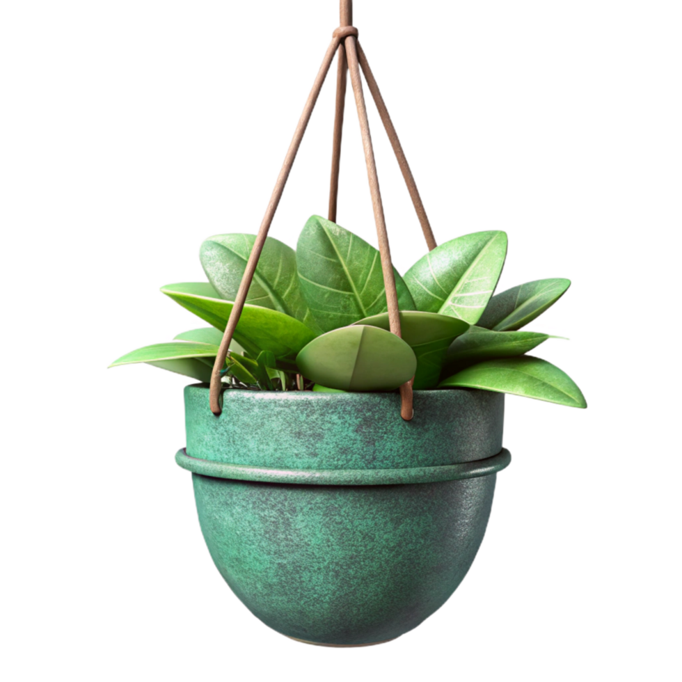 beautiful minimalist Green Indoor Plant Hanging Basket Transparent Background high resolution png