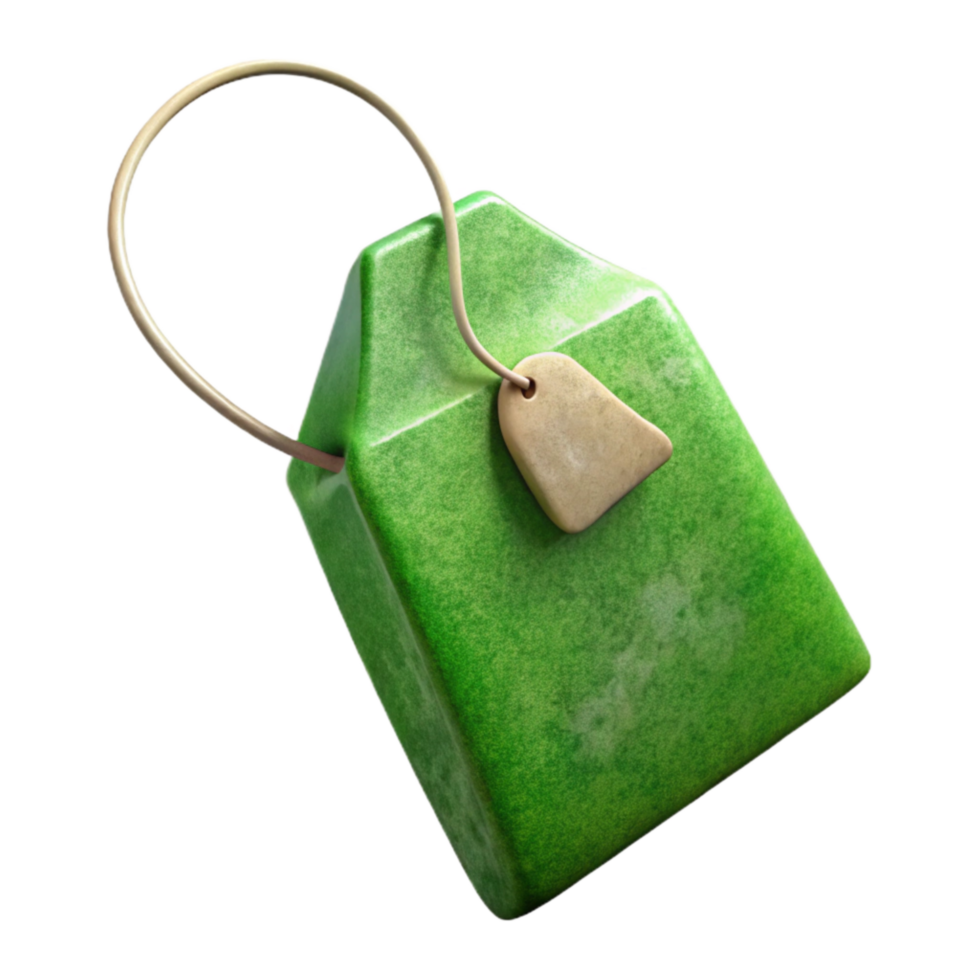 serene contemporary Green Tea Bag Herbal Infusion Isolated professional png
