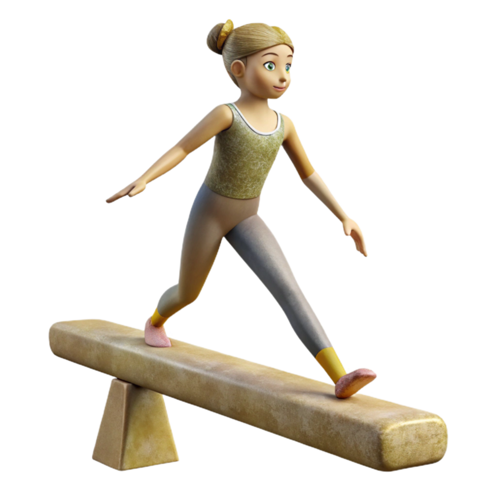 wonderful vintage Gymnast on Balance Beam Side View Cutout high quality png