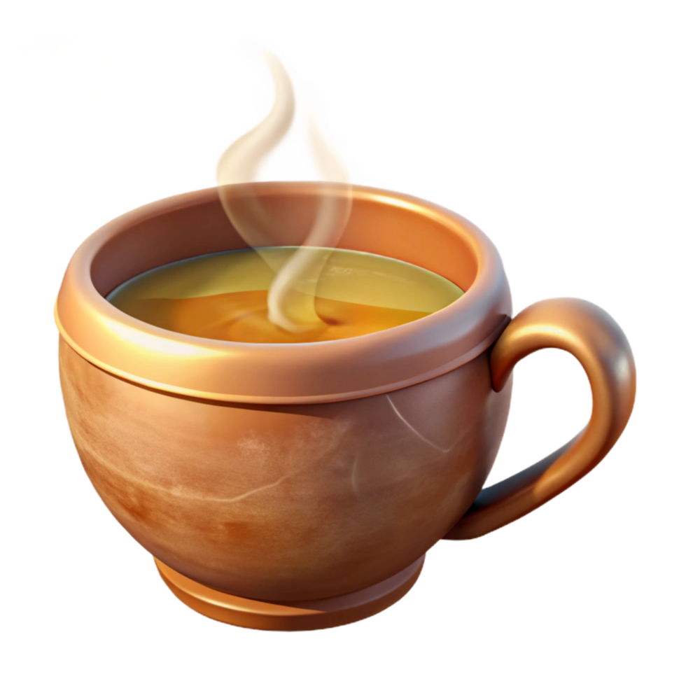 wonderful rustic Herbal Tea Cup Isolated on Transparent Background with Steam 4K png