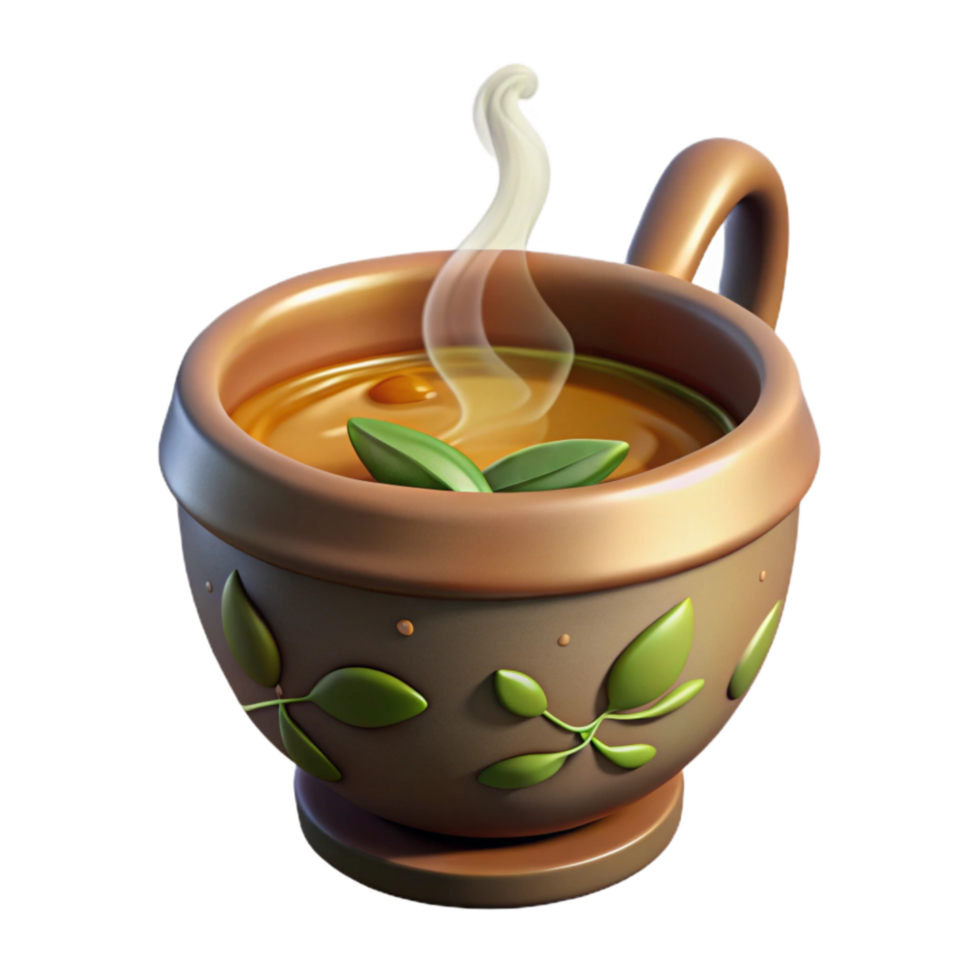 beautiful minimalist Herbal Tea Cup Isolated on Transparent Background with Steam high quality png