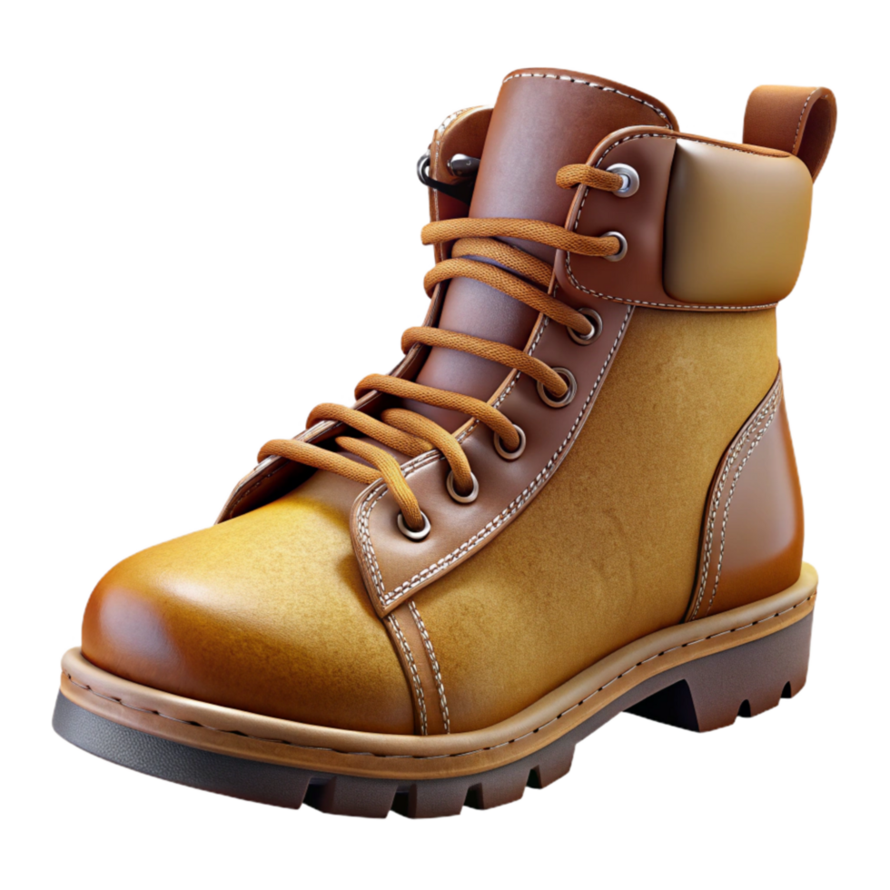 magnificent rustic Hiking Boots Side View Brown Leather Transparent Background original png